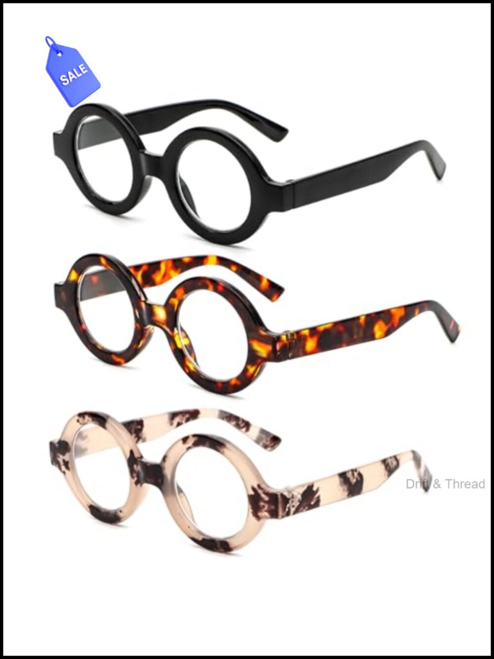 Oversized Round Reading Glasses 3 Pack Blue Light Blocking Readers